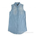 Gonna camicia elegante in denim senza maniche da donna elegante